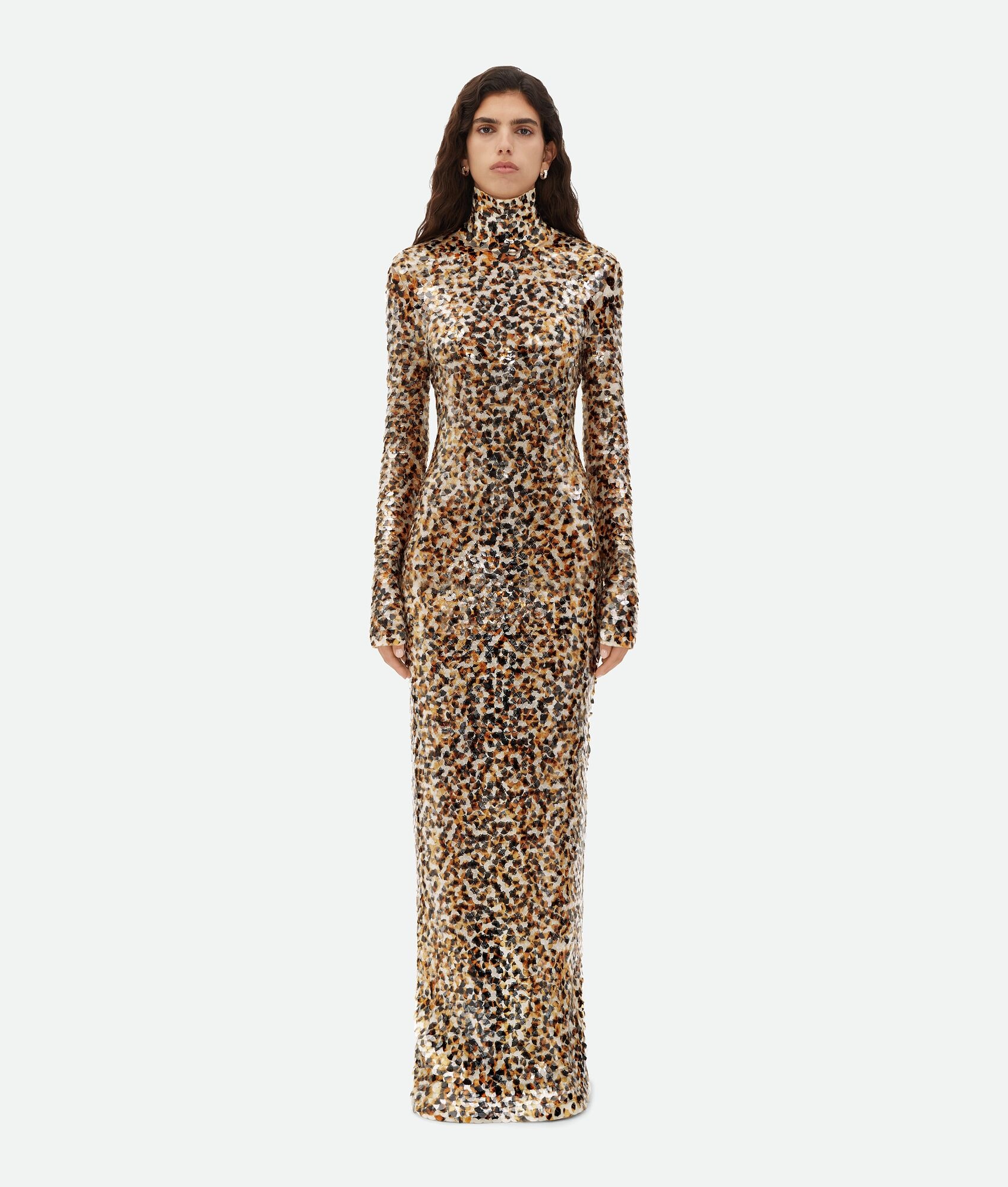 Printed Sequins Cotton Dress - 1