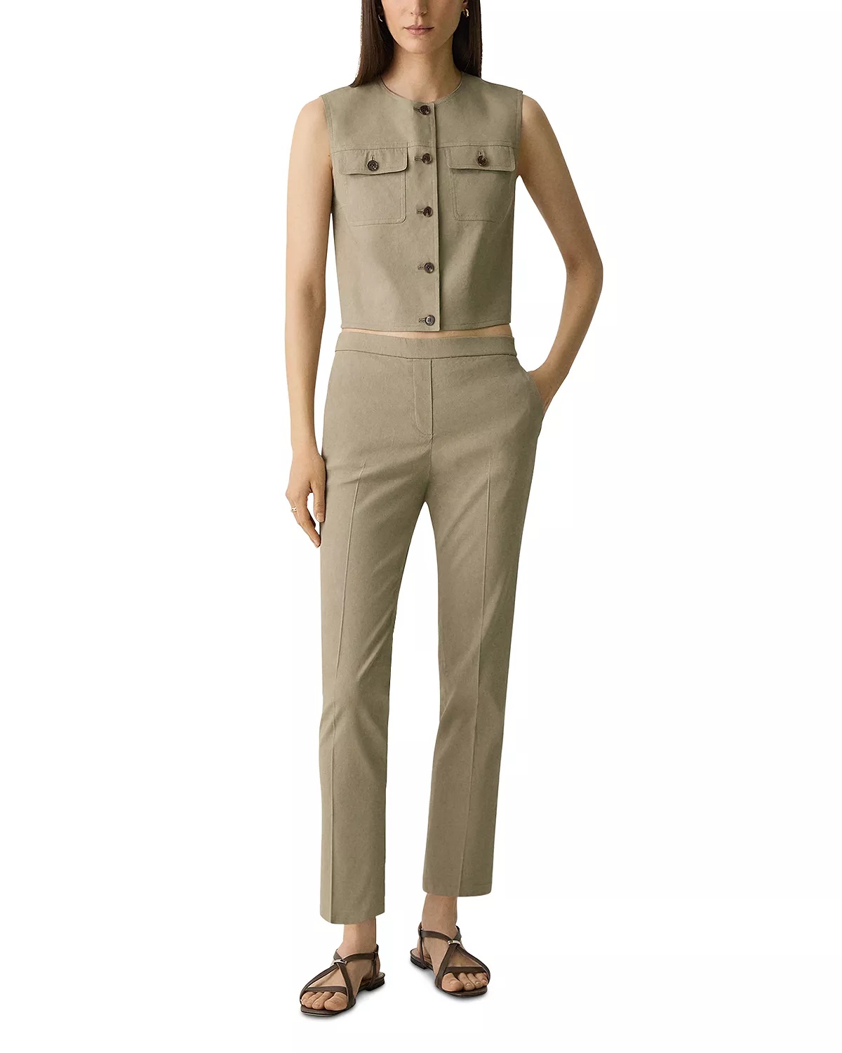 Fitted Sleeveless Linen Vest - 2