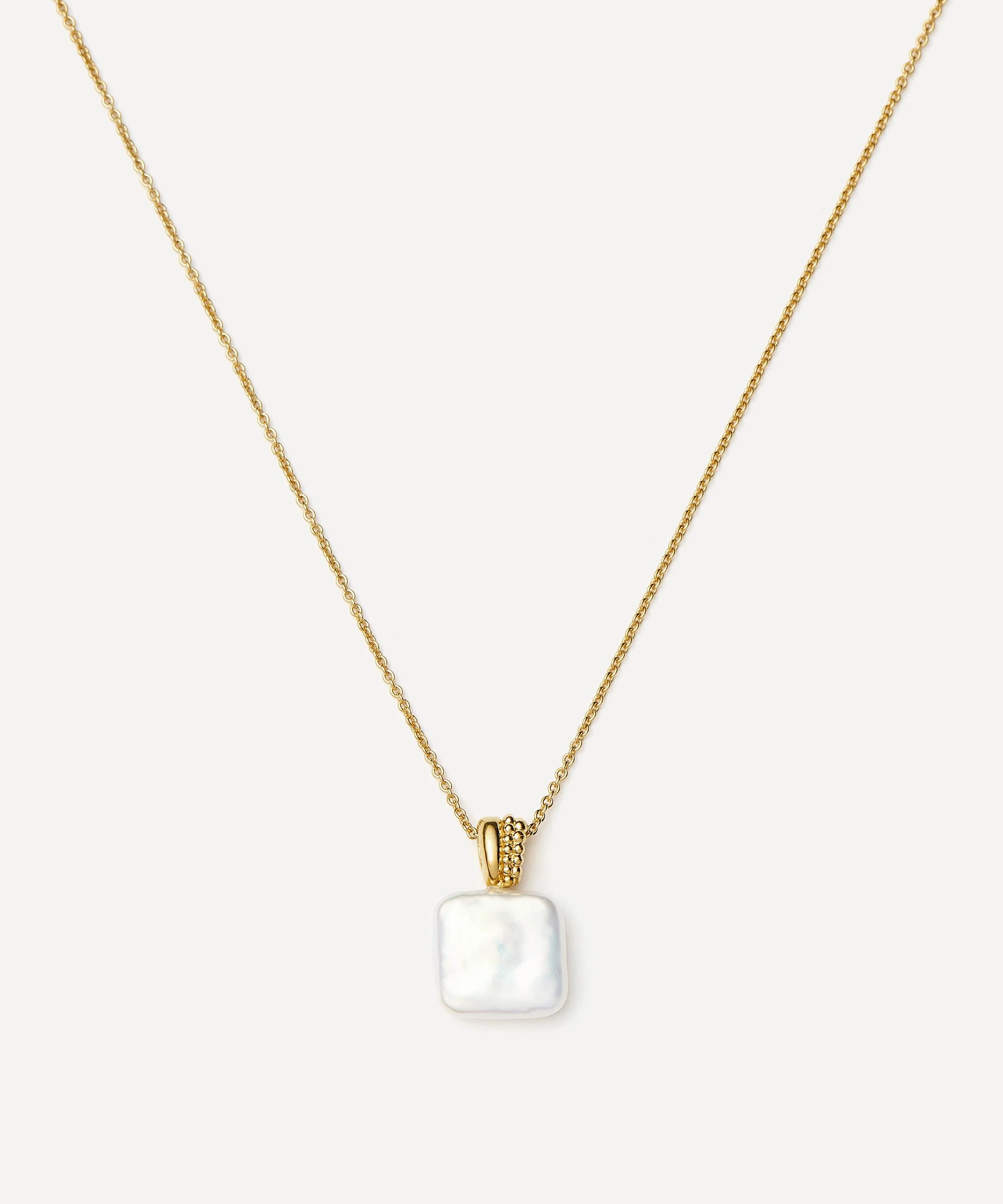 18ct Gold-Plated Vermeil Silver Square Pearl Baya Pendant Necklace - 1