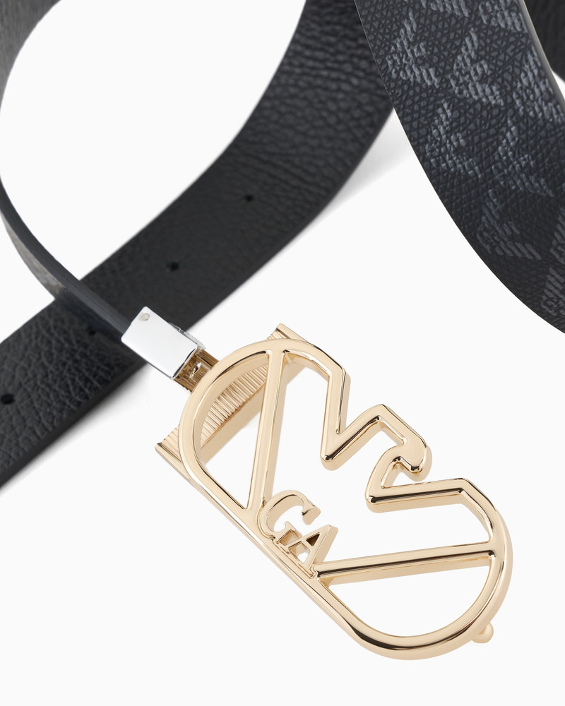 EMPORIO ARMANI All-over eagle two-toned reversible belt with eagle buckle outlook