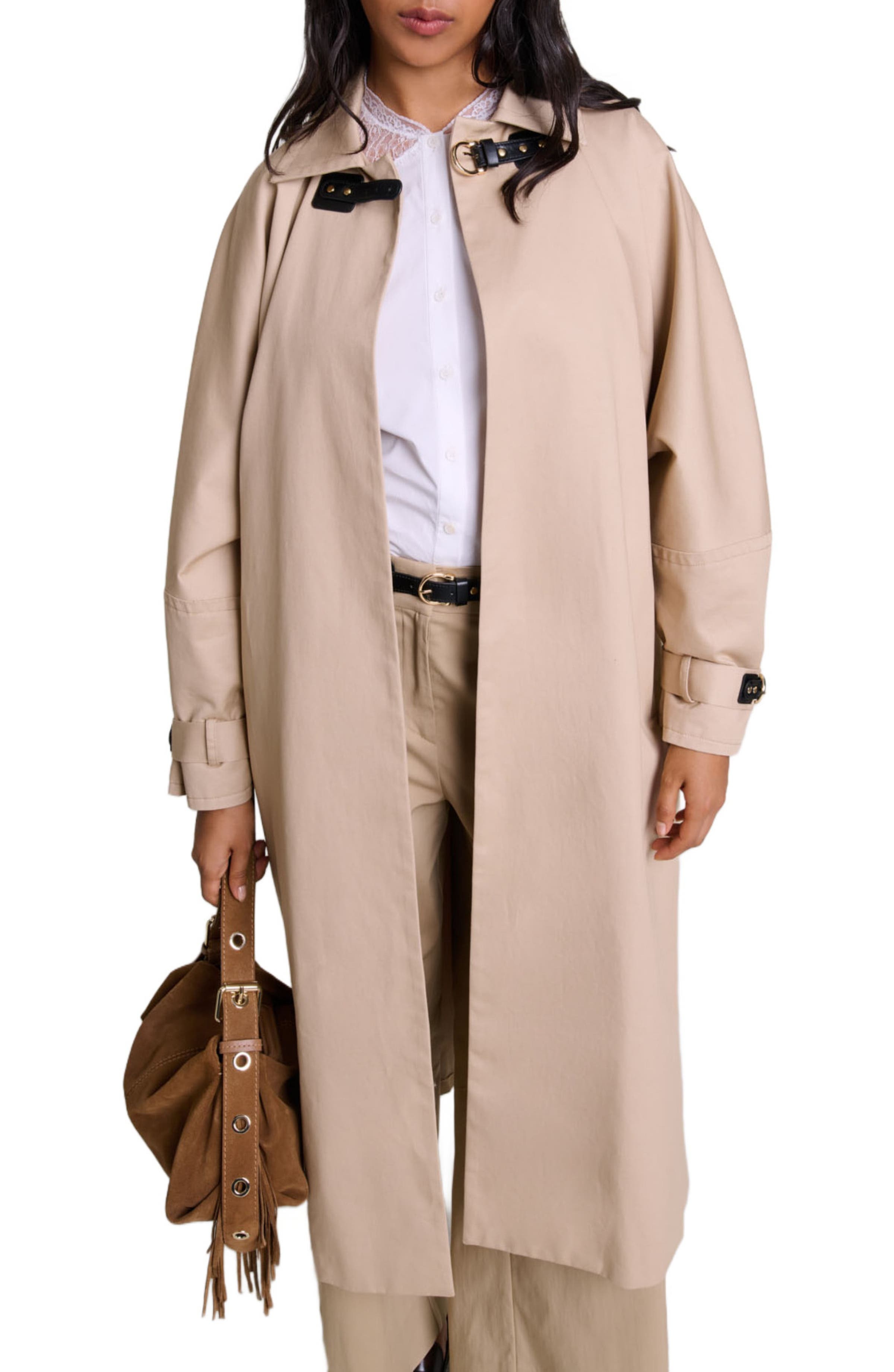 maje Long trench coat in Beige Light at Nordstrom - 1