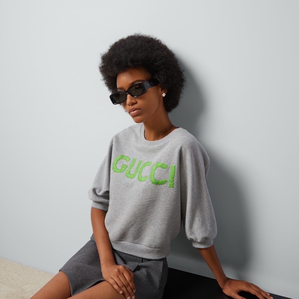 Gucci Logo Cropped Cotton Jersey Sweatshirt - 2