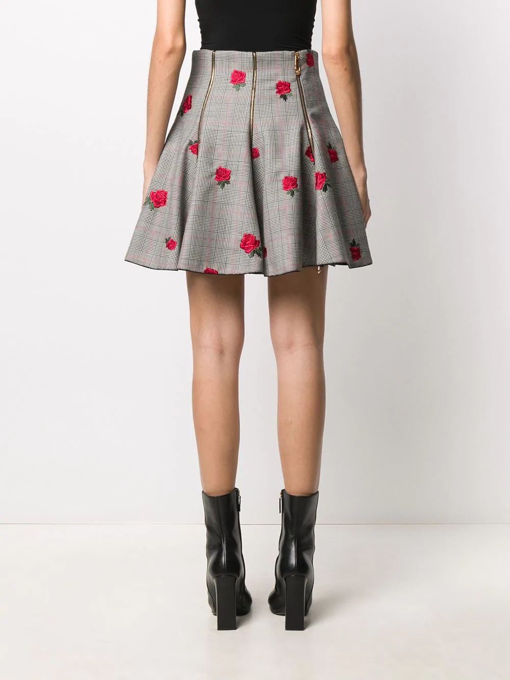 embroidered roses mini skirt - 4