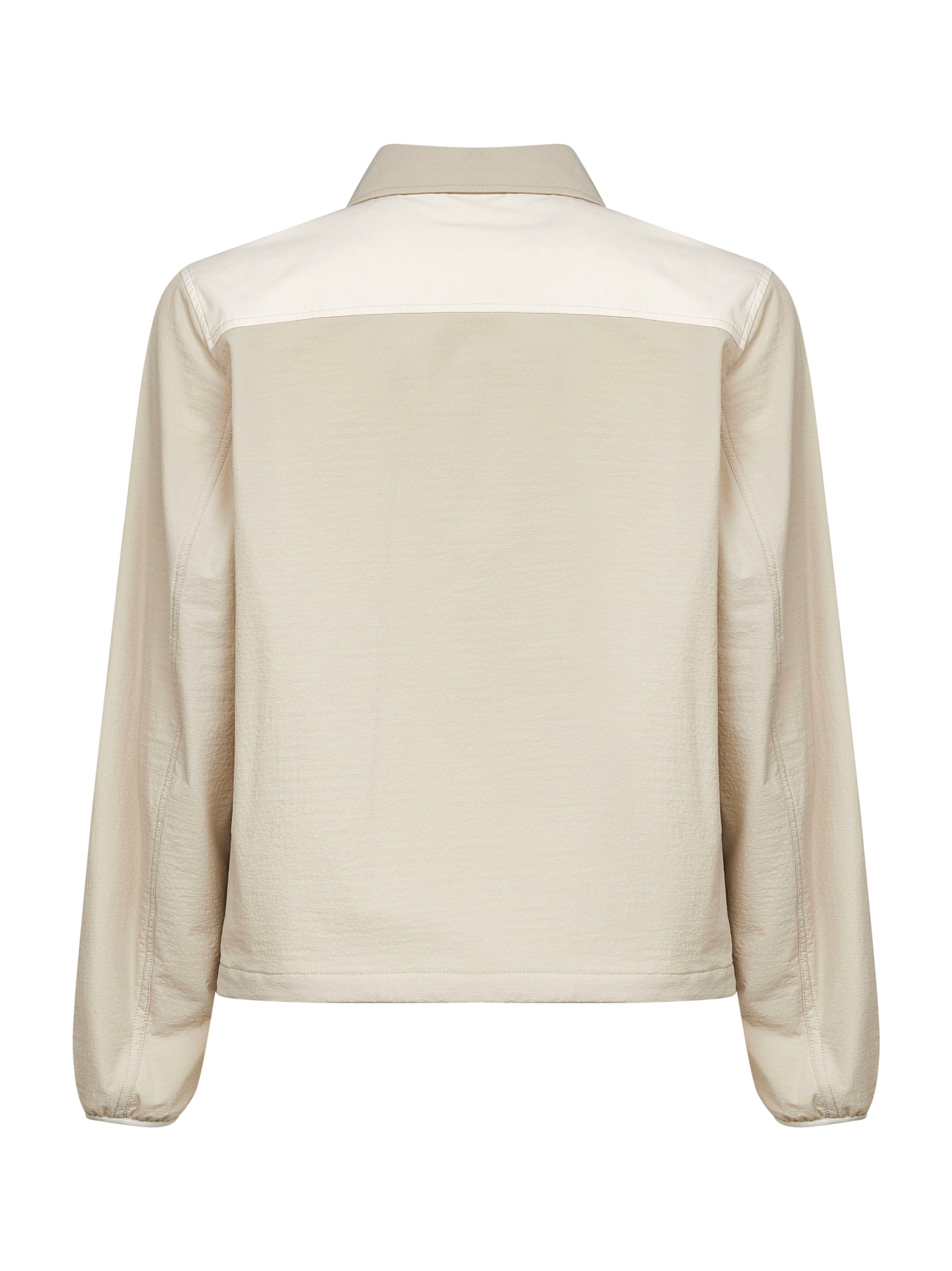 Beige padded seersucker zip-up shirt - 2