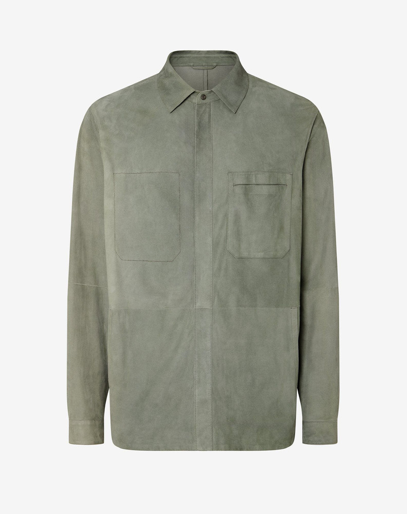 Green super light suede shirt jacket 1