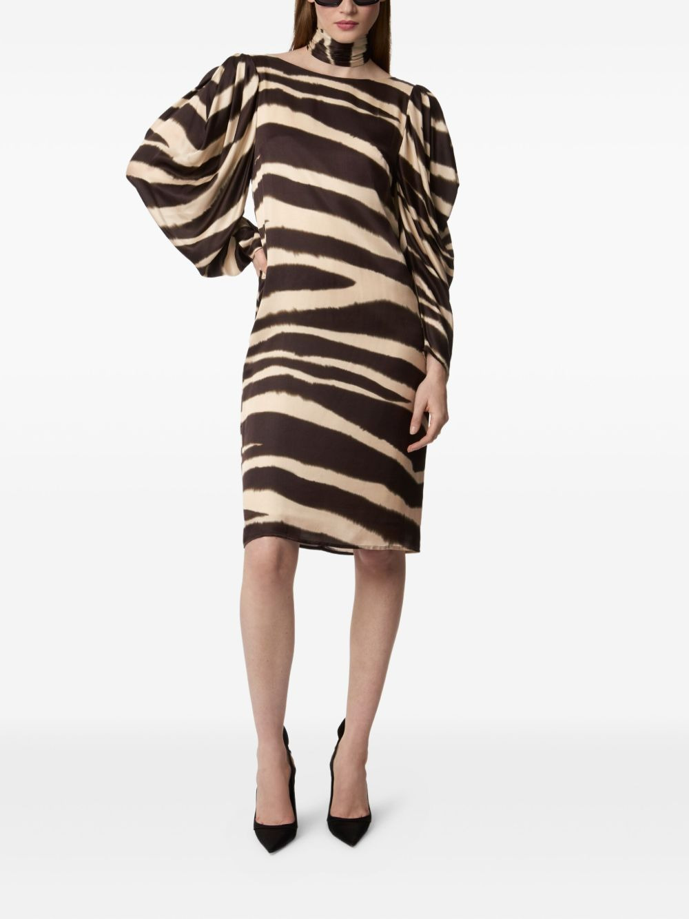 zebra-print midi dress - 2