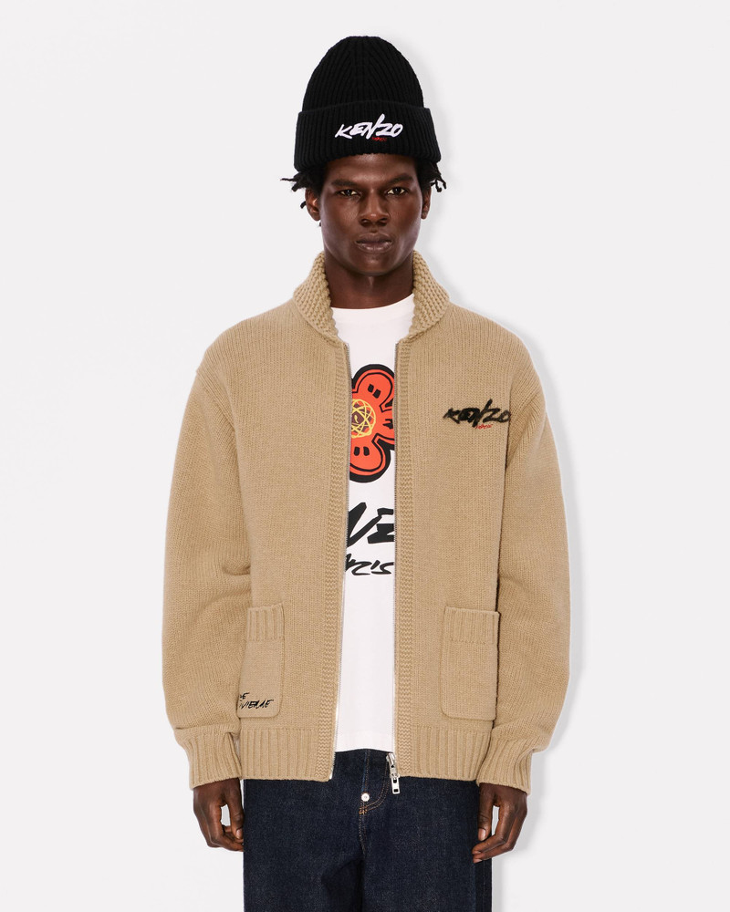 'Kenzo x Futura 2000' zipped knitted cardigan in wool 3