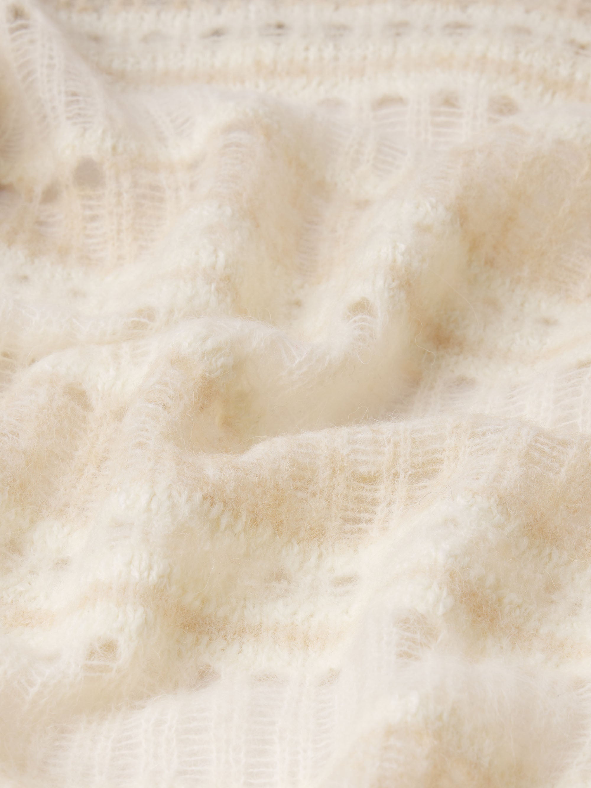 The Short Sleeve Stitch Mix Sweater in Cream Multi - 2