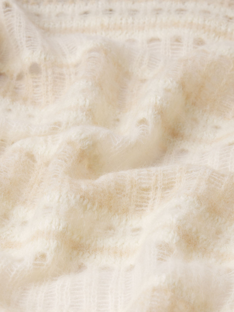 FRAME The Short Sleeve Stitch Mix Sweater in Cream Multi outlook