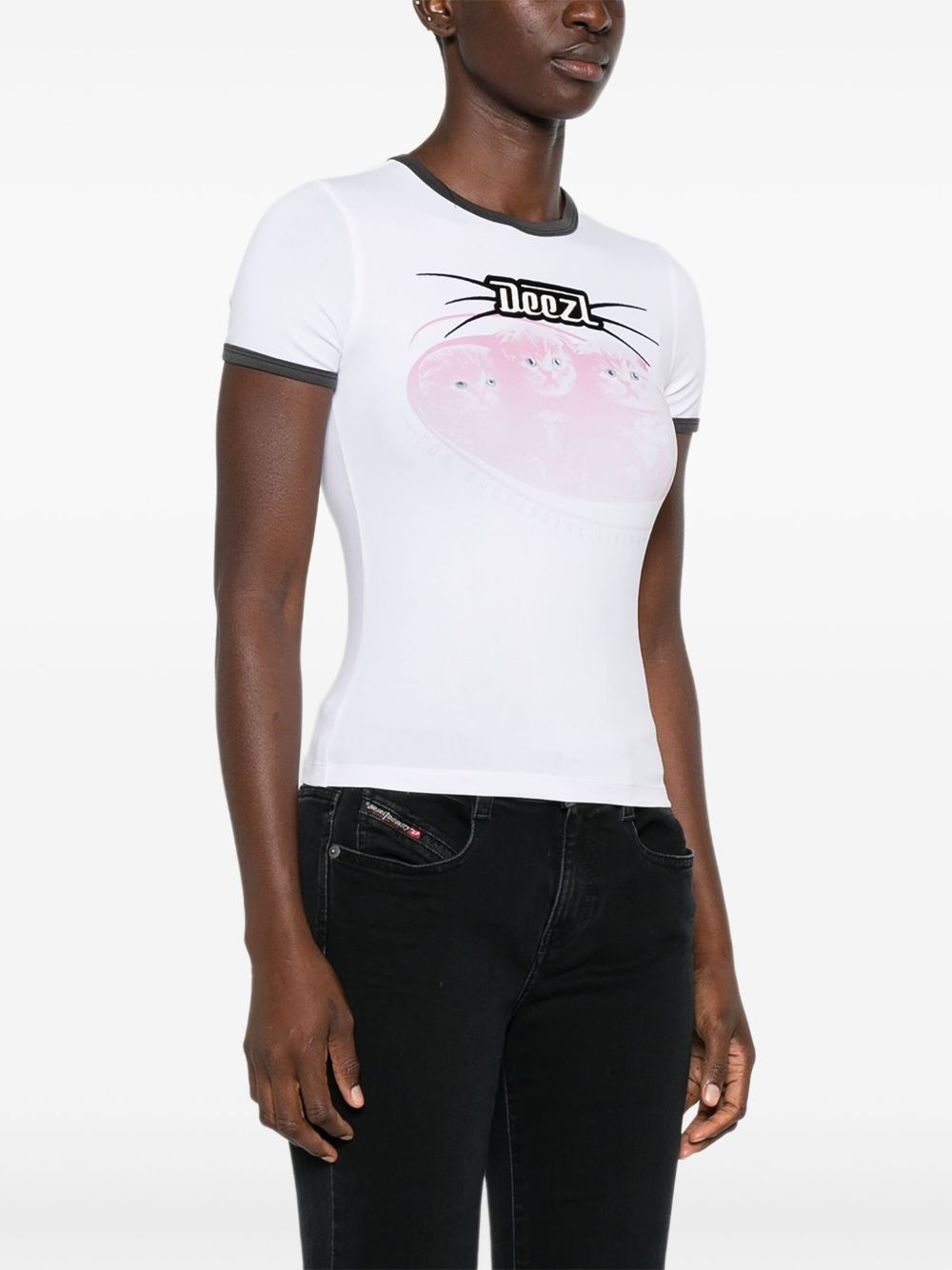 cat-graphic cotton T-shirt - 3