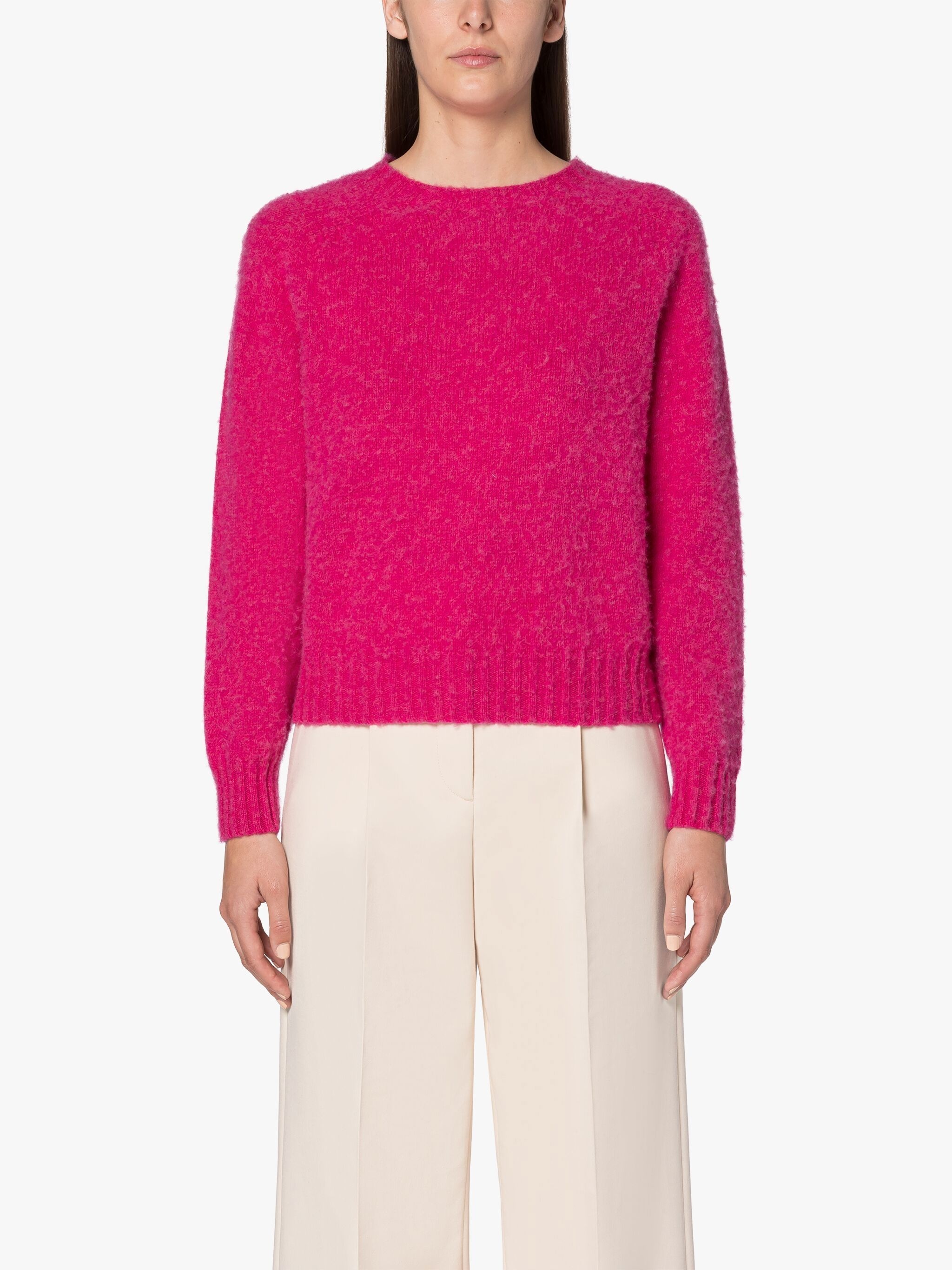 KENNEDI FUCHSIA WOOL CREWNECK SWEATER - 3