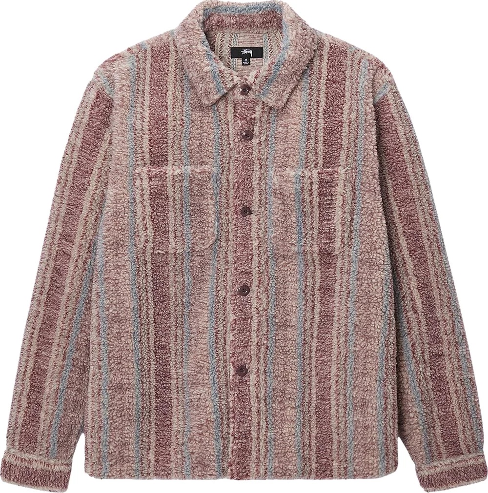 STUSSY Men Stripe Sherpa Shirt - 1