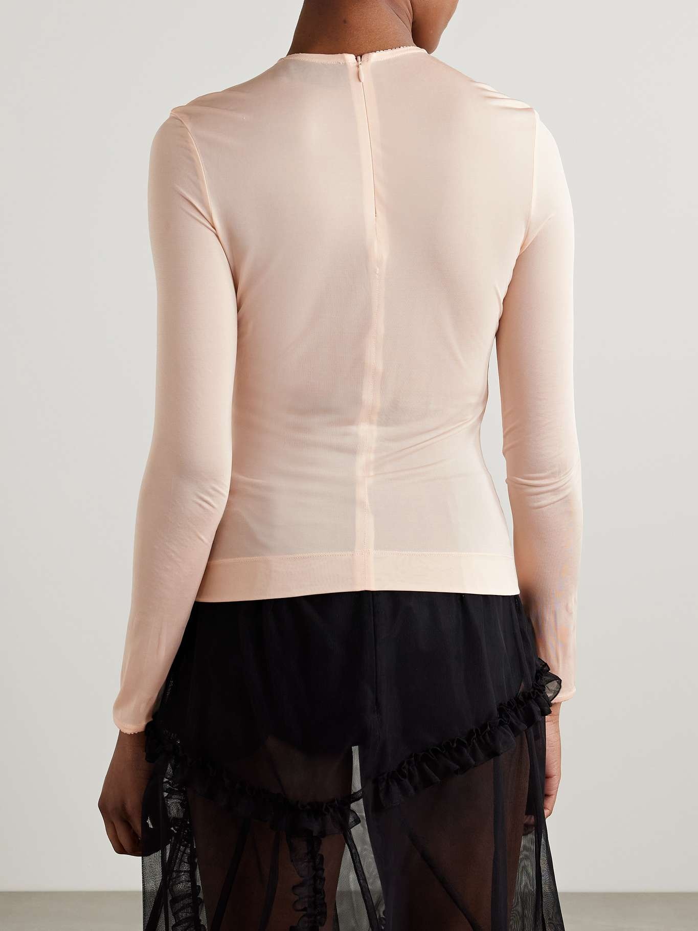 Crystal-embellished stretch-jersey top Pastel pink - 4