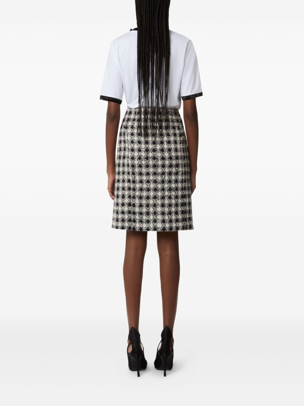 velvet-trimmed bow T-shirt - 4