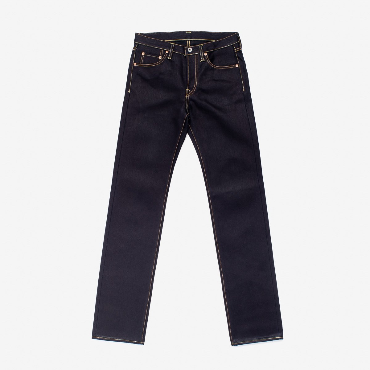 IH-666-XHSib 25oz Selvedge Denim Slim Straight Cut Jeans - Indigo/Black - 1