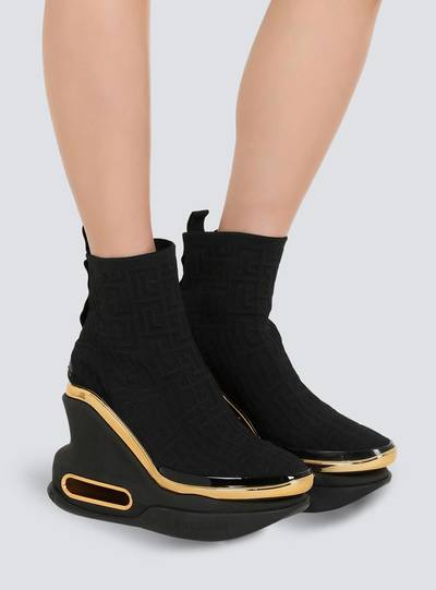 Balmain B-Bold mesh wedge trainers with Balmain monogram outlook