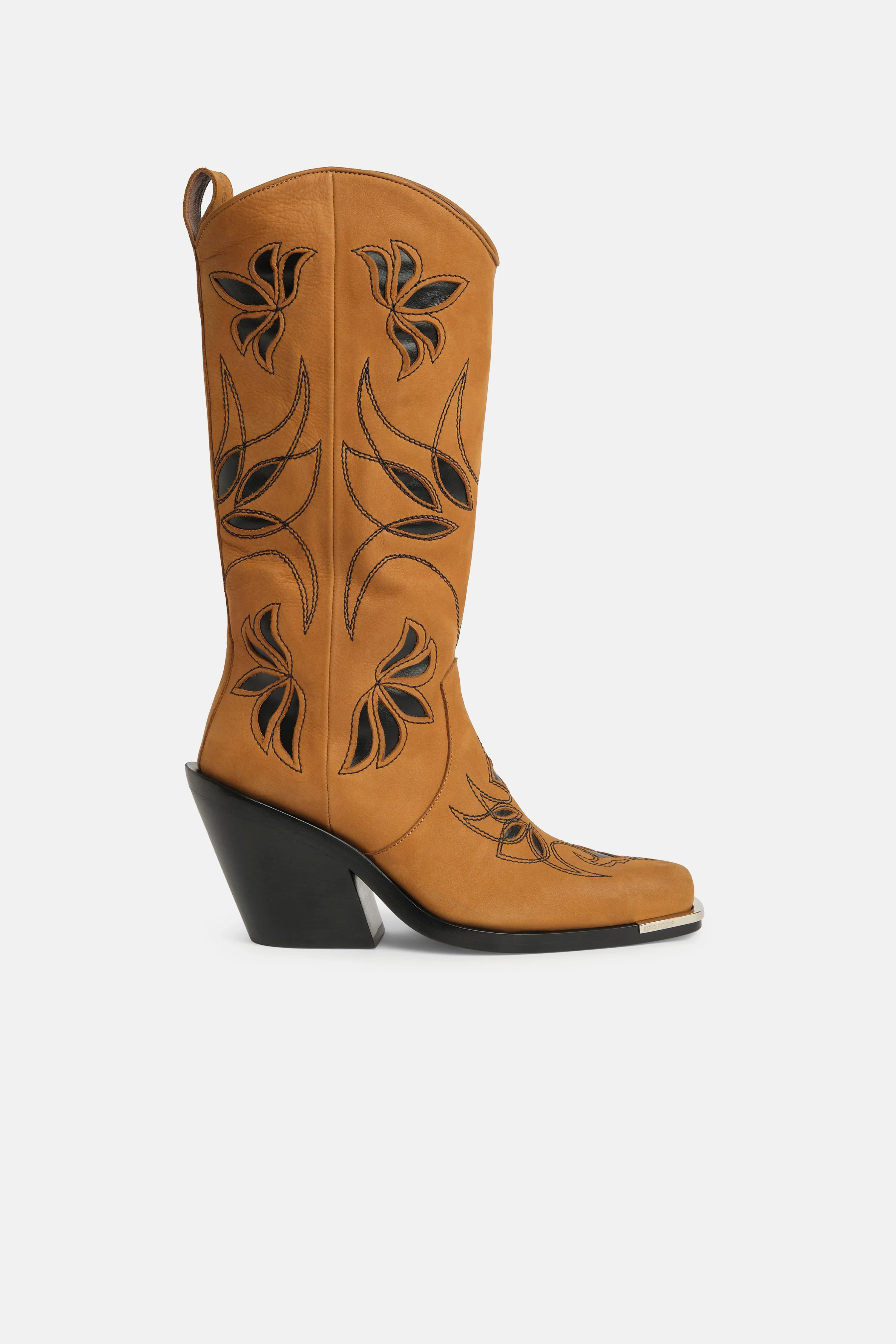 SANTIAG BOOTS IN CAMEL NUBUCK LEATHER WITH CUT-OUT DETAILING - 1