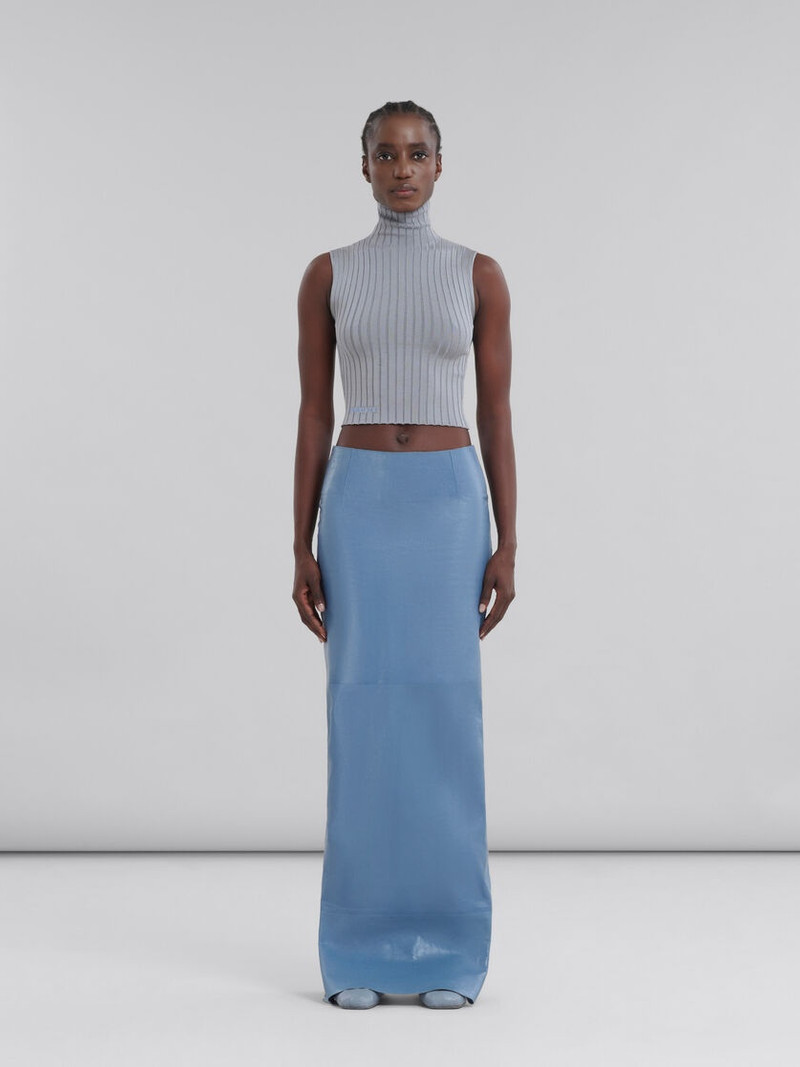 Marni BLUE SHINY LEATHER PENCIL SKIRT outlook