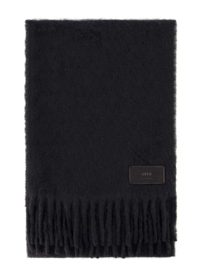 AMI Paris logo-patch fringed scarf outlook