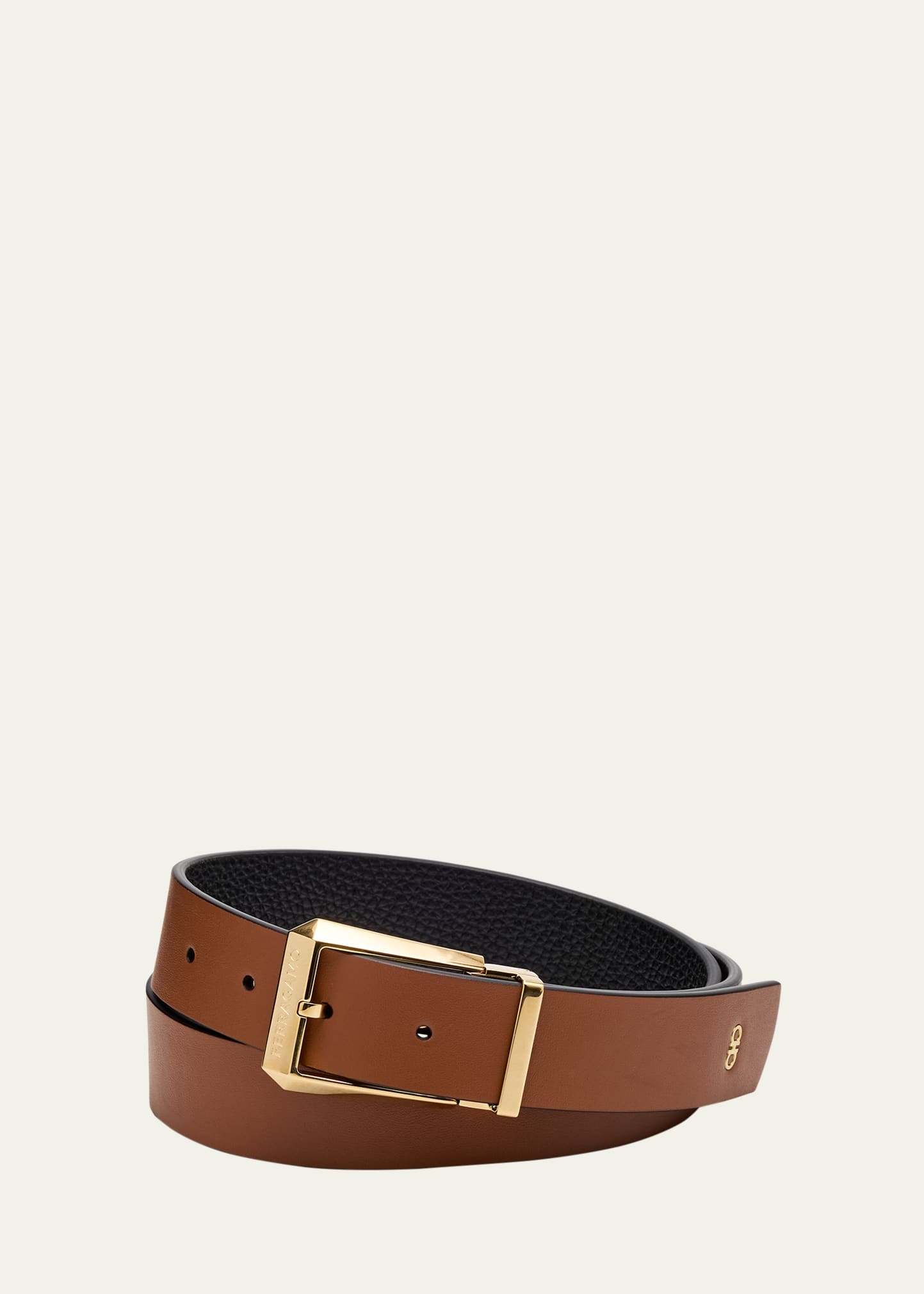 Men's Adjustable Reversible Hammered Leather Belt - 3