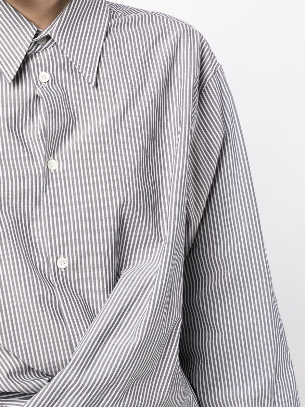 MM6 Maison Margiela twist-detail striped cotton shirt | REVERSIBLE