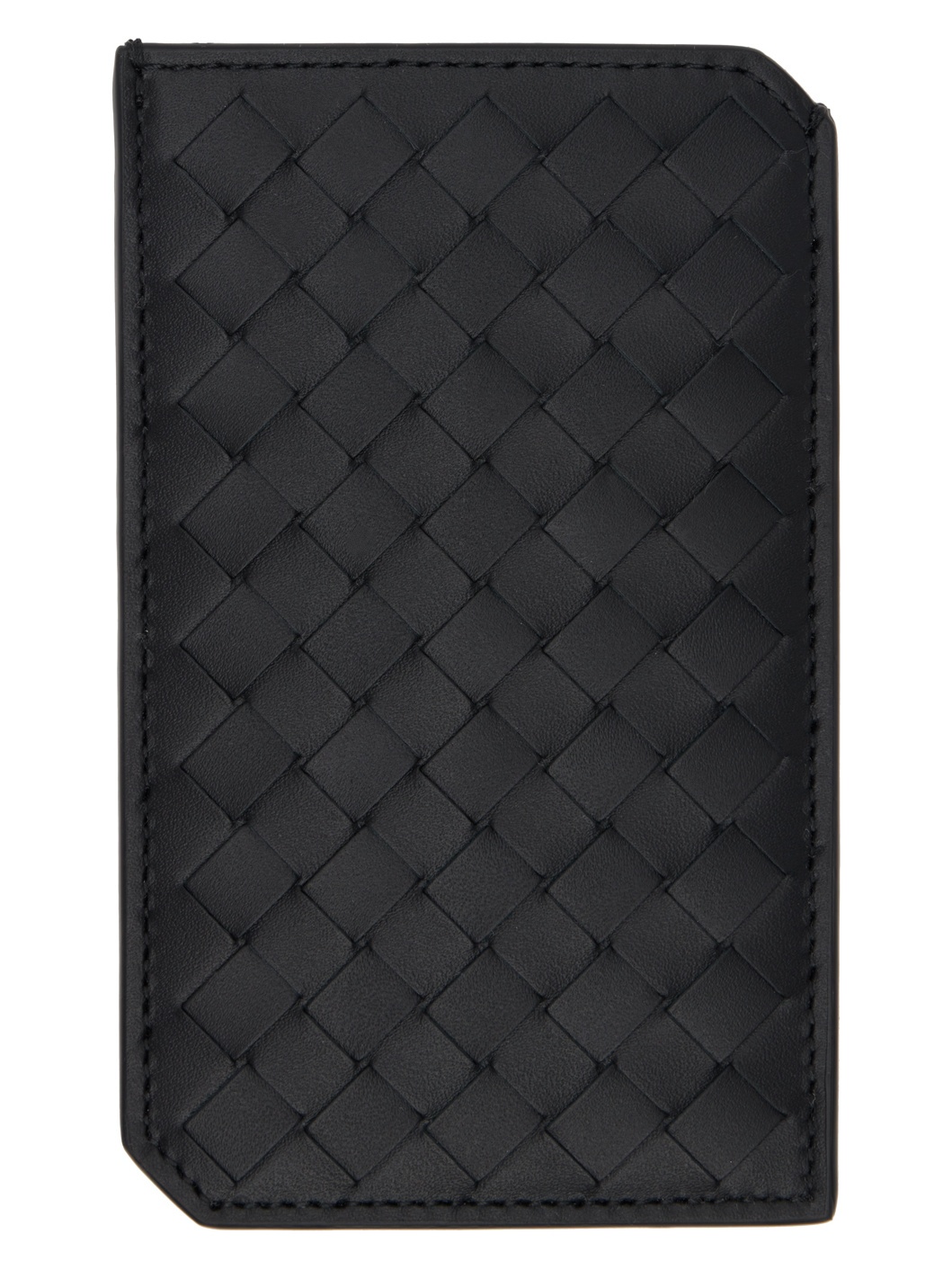 Black Intrecciato Piccolo Vertical Card Holder - 2