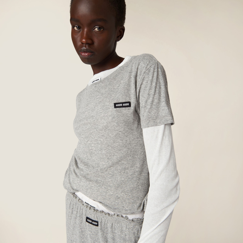 Miu Miu Ribbed jersey T-shirt outlook
