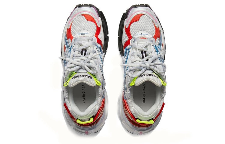 (WMNS) Balenciaga Runner Sneakers 'Worn Out White Blue Red Mesh and Nylon' 677402W3RB69645 - 3