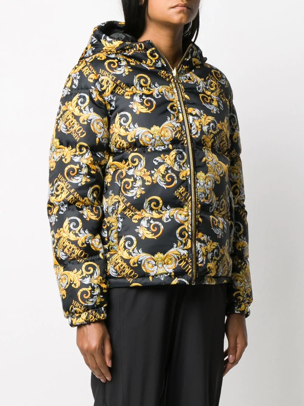 baroque print puffer jacket  - 3