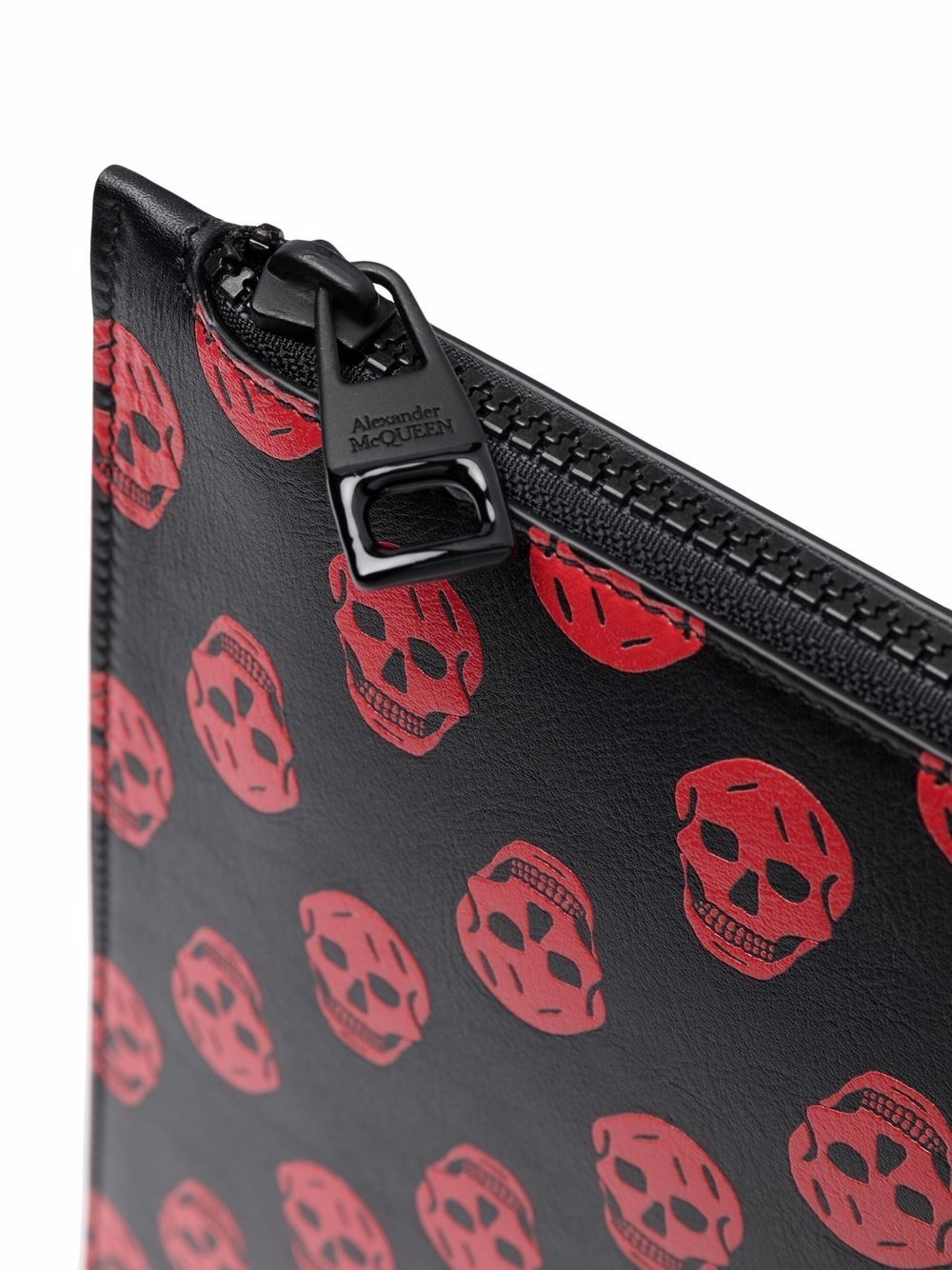 skull-print leather clutch bag - 4