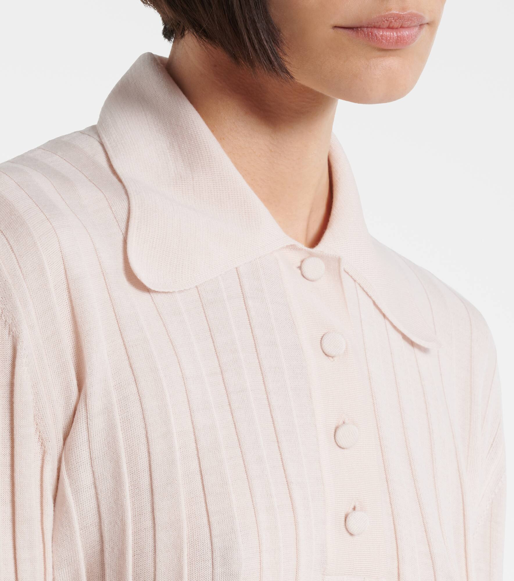 Ribbed-knit wool polo shirt - 4