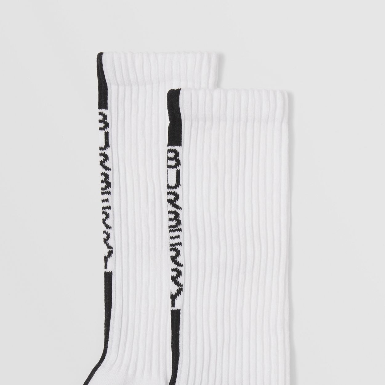 Logo Stripe Intarsia Stretch Cotton Socks - 2