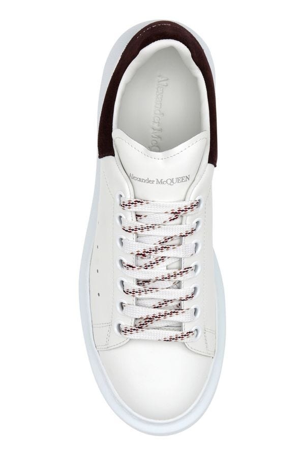 White leather sneakers with brown suede heel - 4