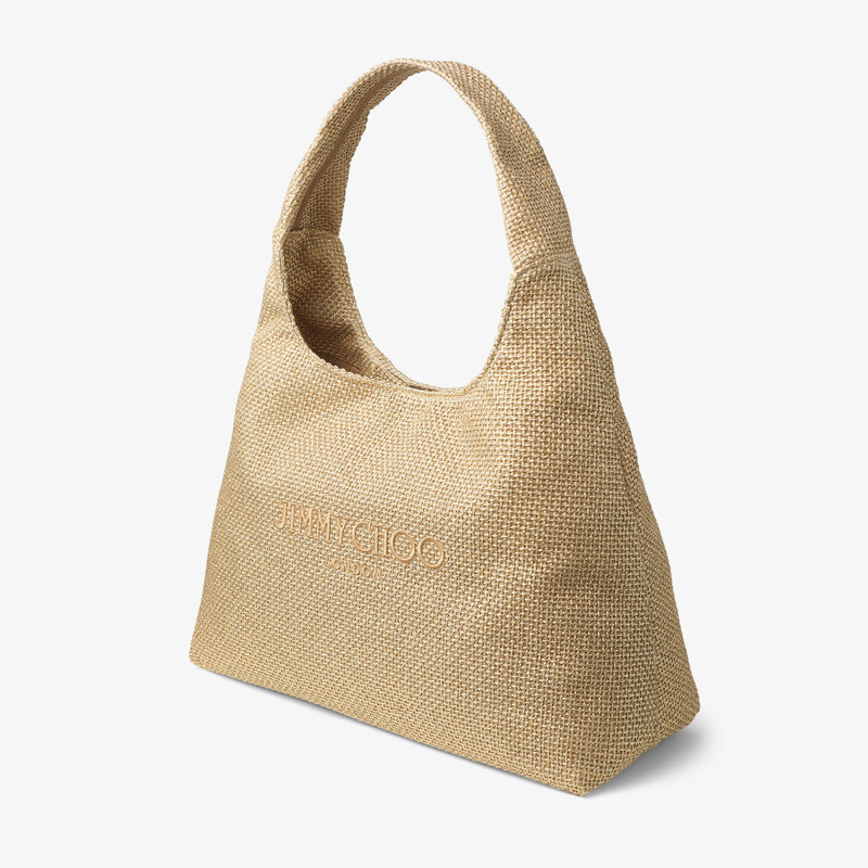 JIMMY CHOO Beach Diamond Hobo Large
Gold and Dark Cappuccino Metallic Raffia Shoulder Bag outlook