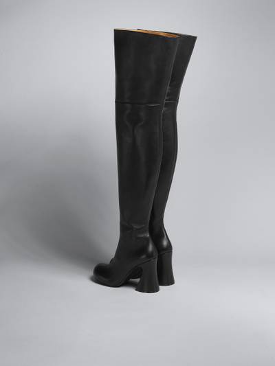 Marni BLACK OVER-THE-KNEE LEATHER BOOT outlook