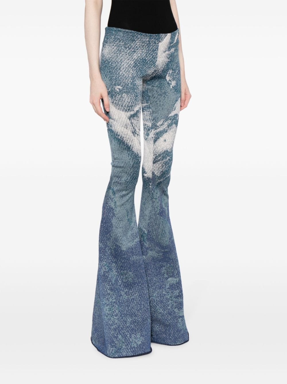 patterned-jacquard glitter flared trousers - 3