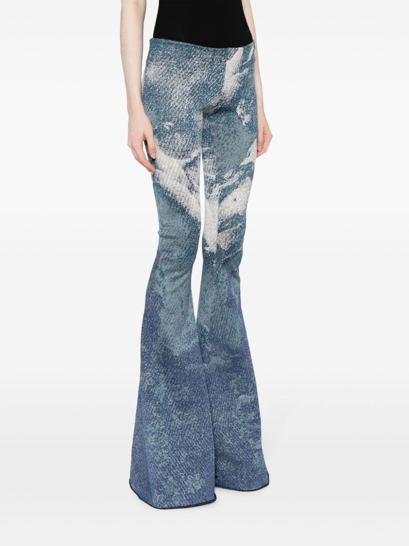patterned-jacquard glitter flared trousers 3