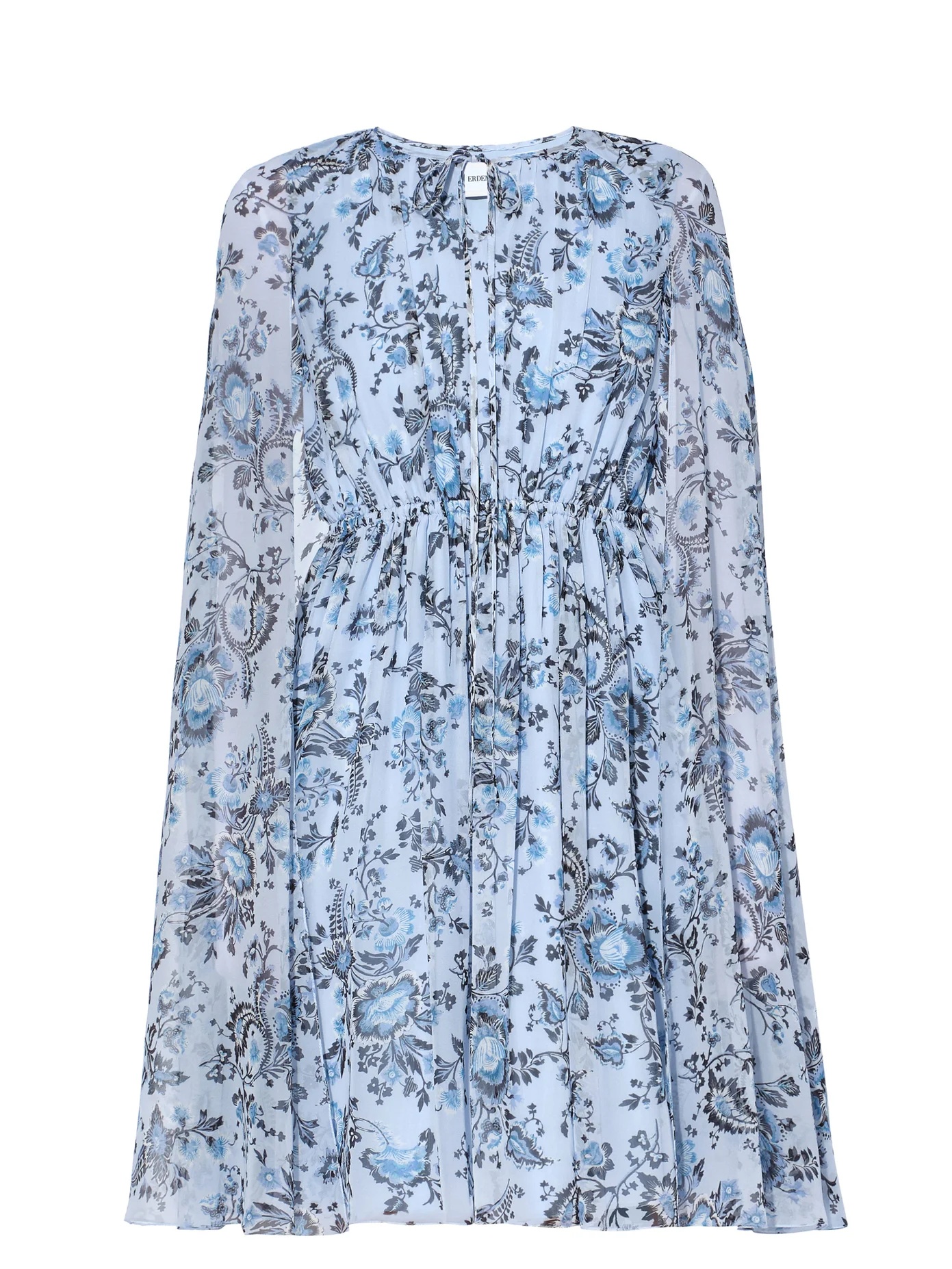 Austin cape-sleeves floral-print voile dress - 1