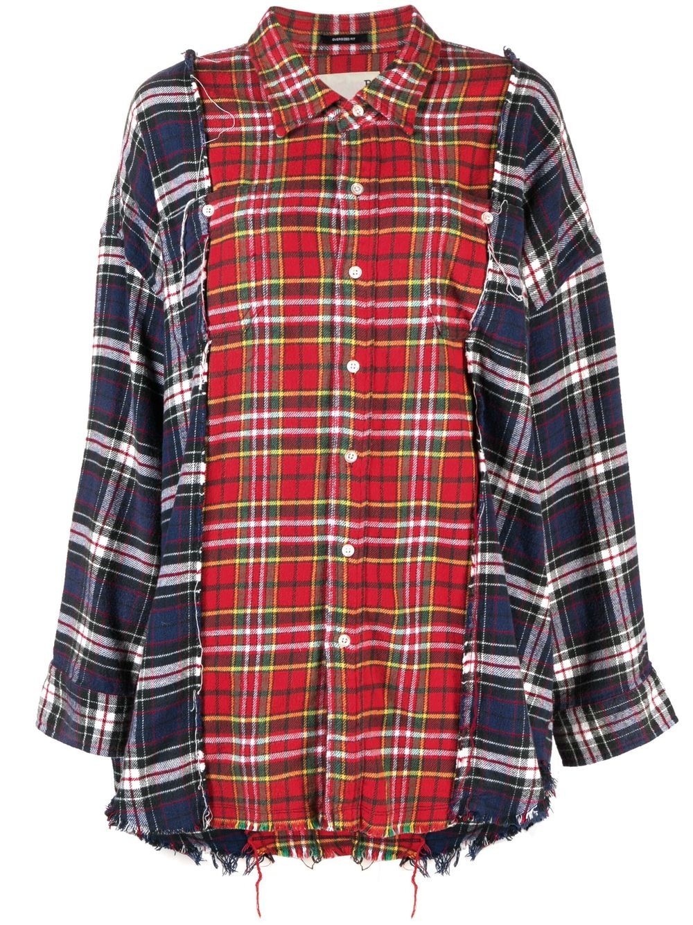 plaid-check raw-cut shirt - 1