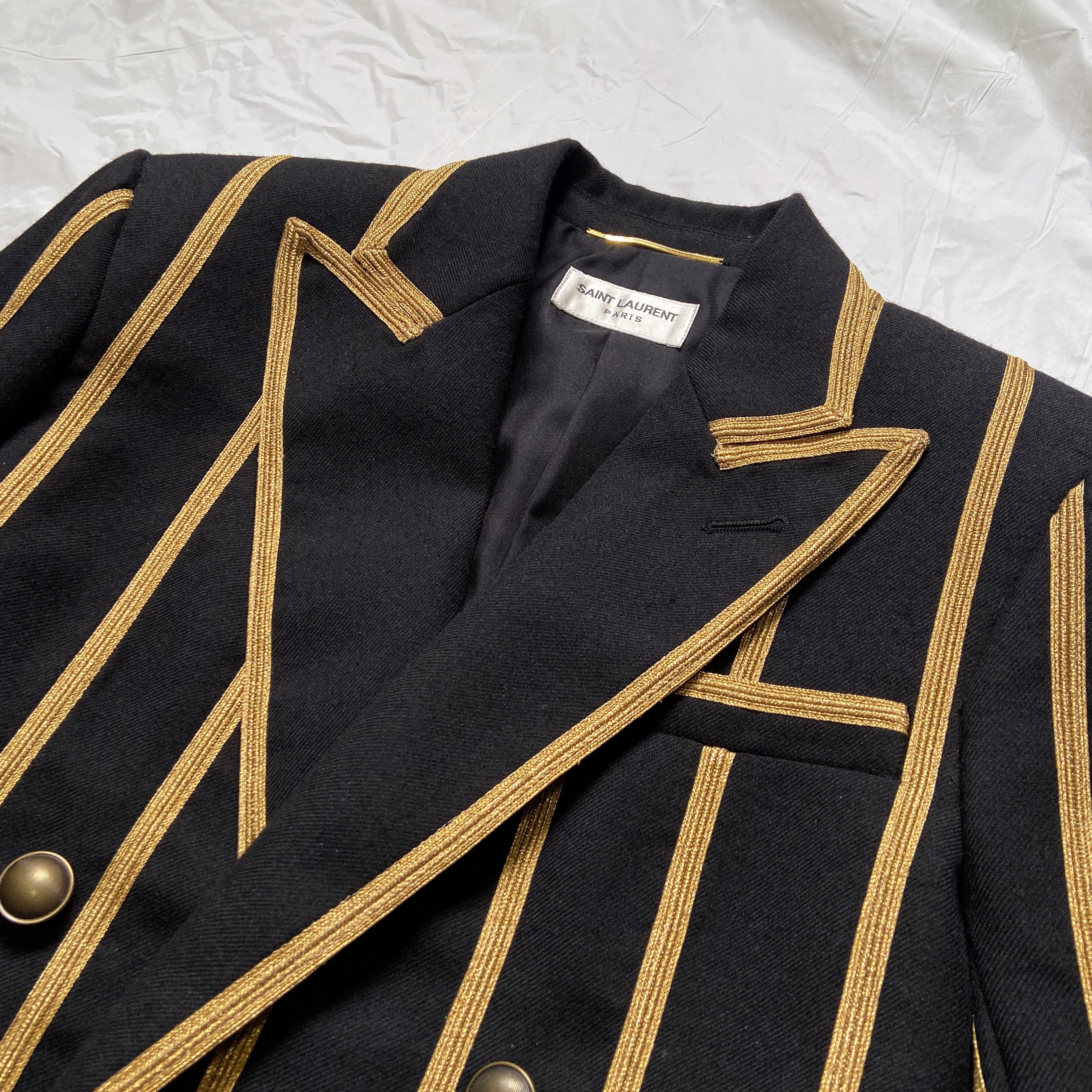 Saint Laurent Spring 2019 Metalica Gold Striped Double-Breasted Blazer 36 - 10