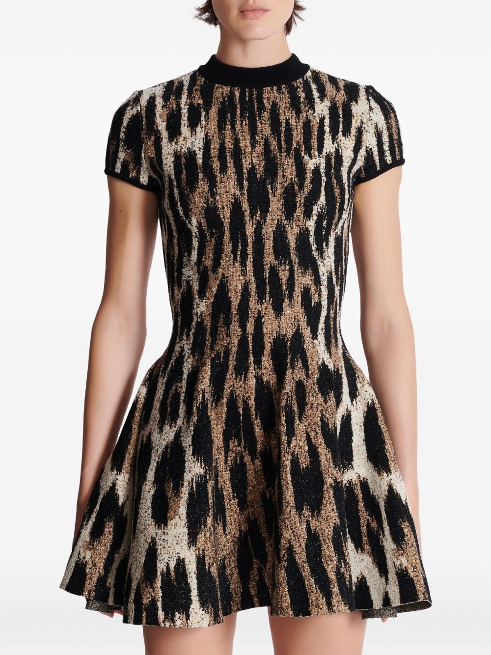 leopard-jacquard dress - 6