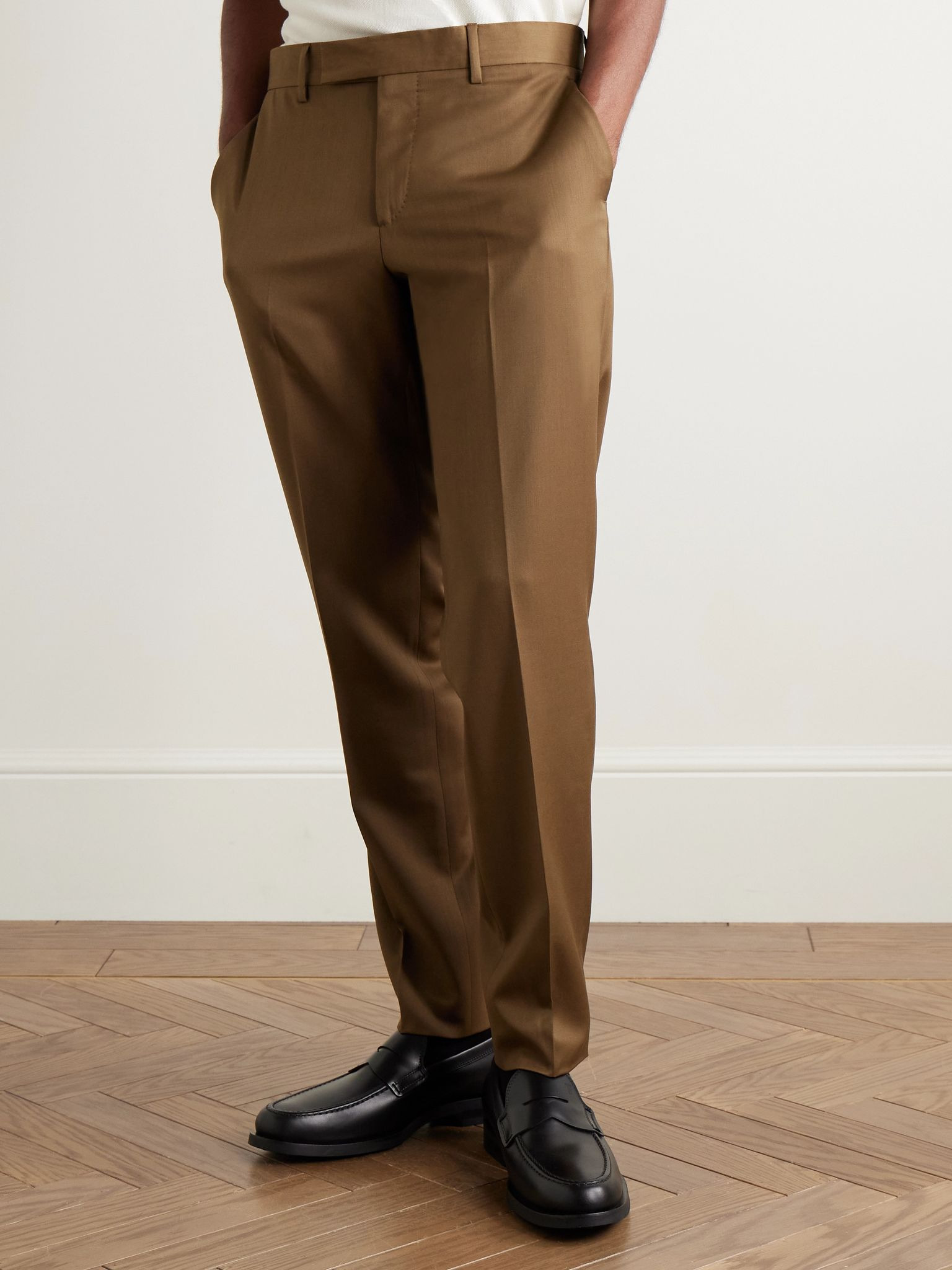 Slim-Fit Virgin Wool-Twill Trousers Tan - 3