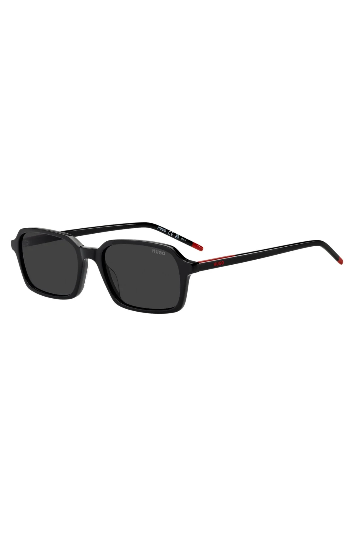 BLACK ACETATE SUNGLASSES WITH RED TRIM - 1