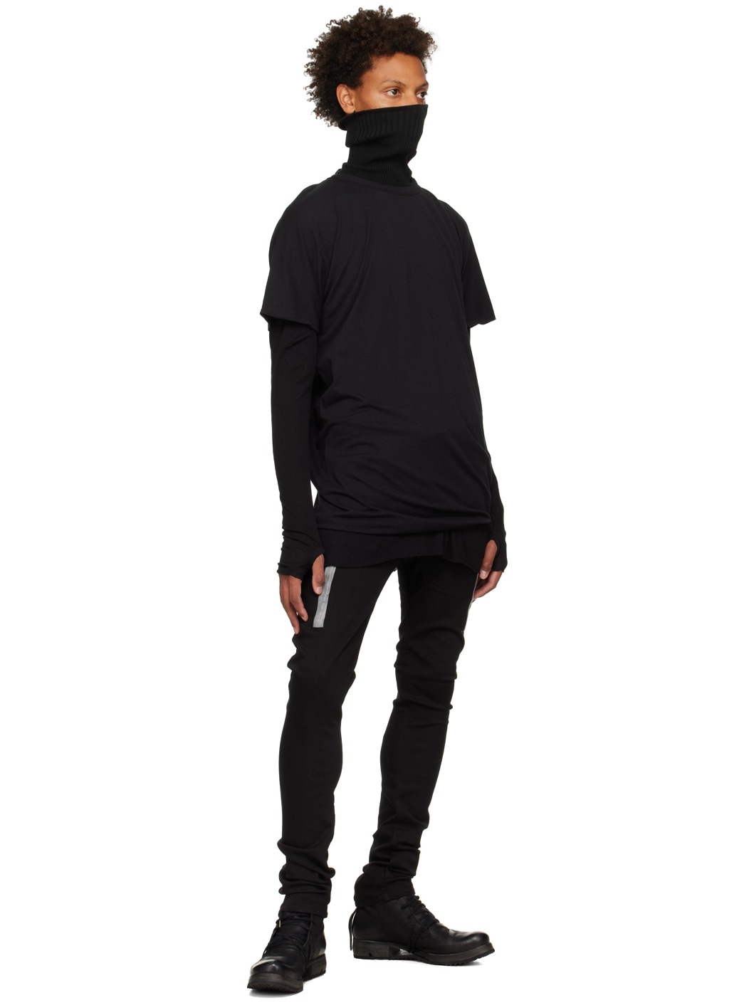 Black Object-Dyed Long Sleeve T-Shirt - 4