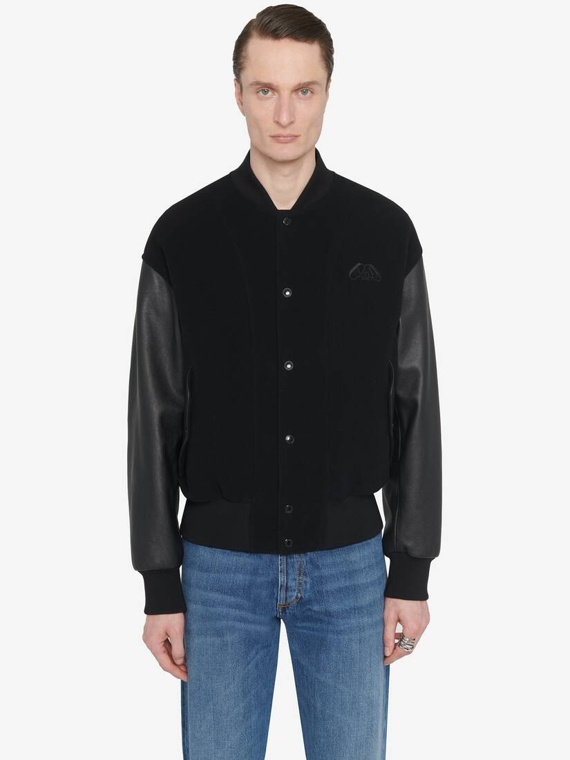 Men's Hybrid Bomber Jacket in Black - 5
