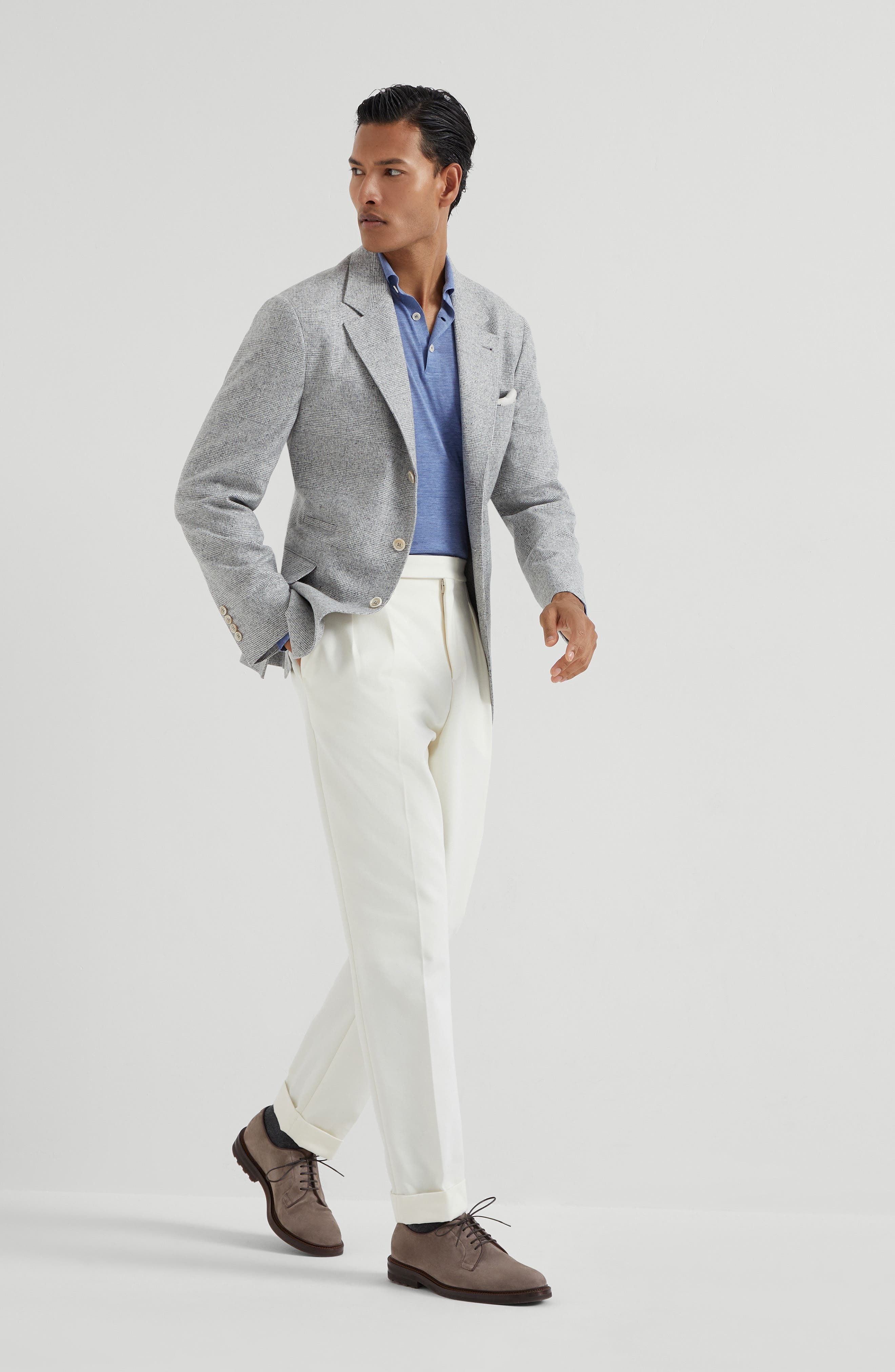Brunello Cucinelli Lightweight knit Polo in Denim at Nordstrom - 6