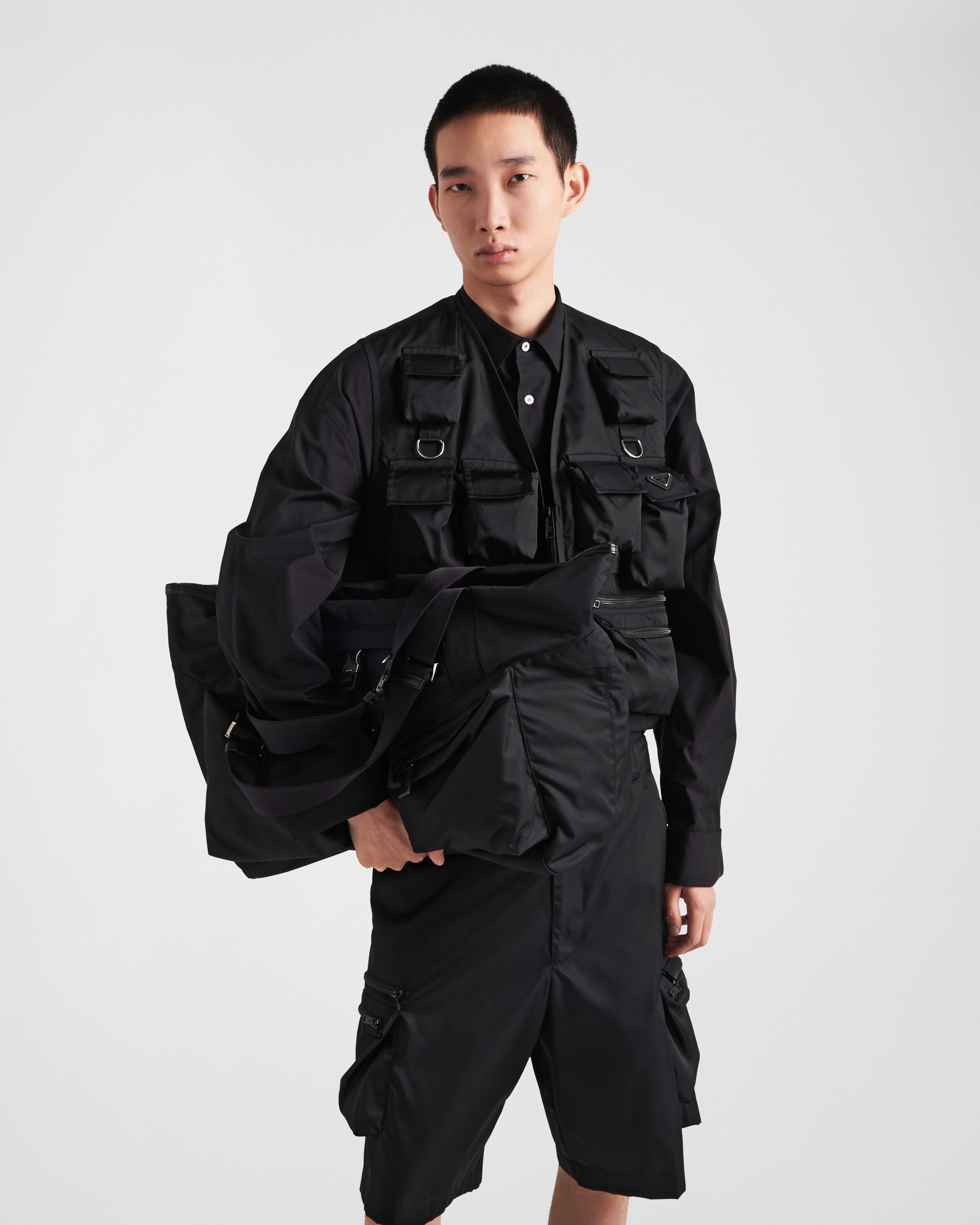 Re-Nylon and leather travel bag - 2