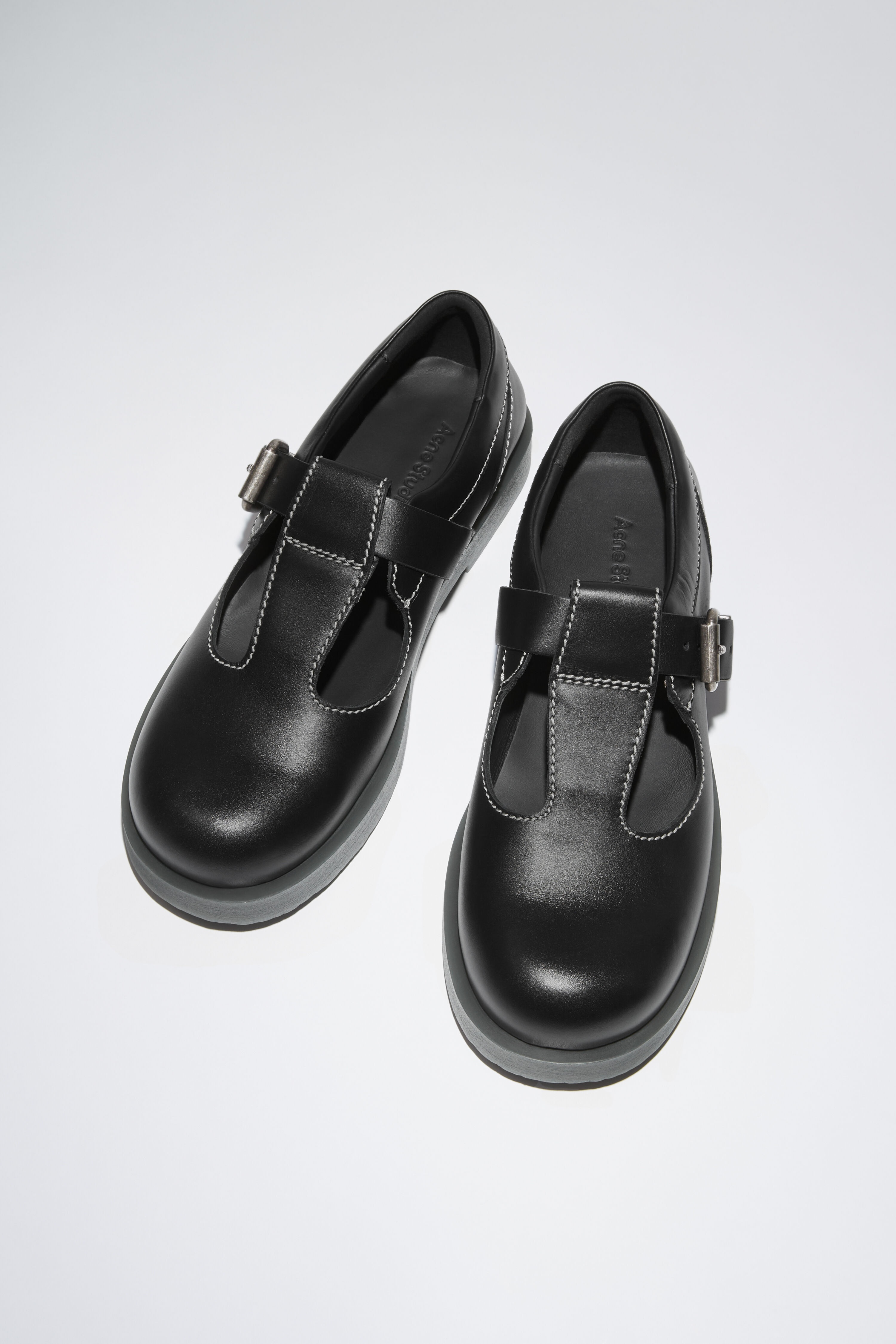 Leather buckle shoes - Black - 1