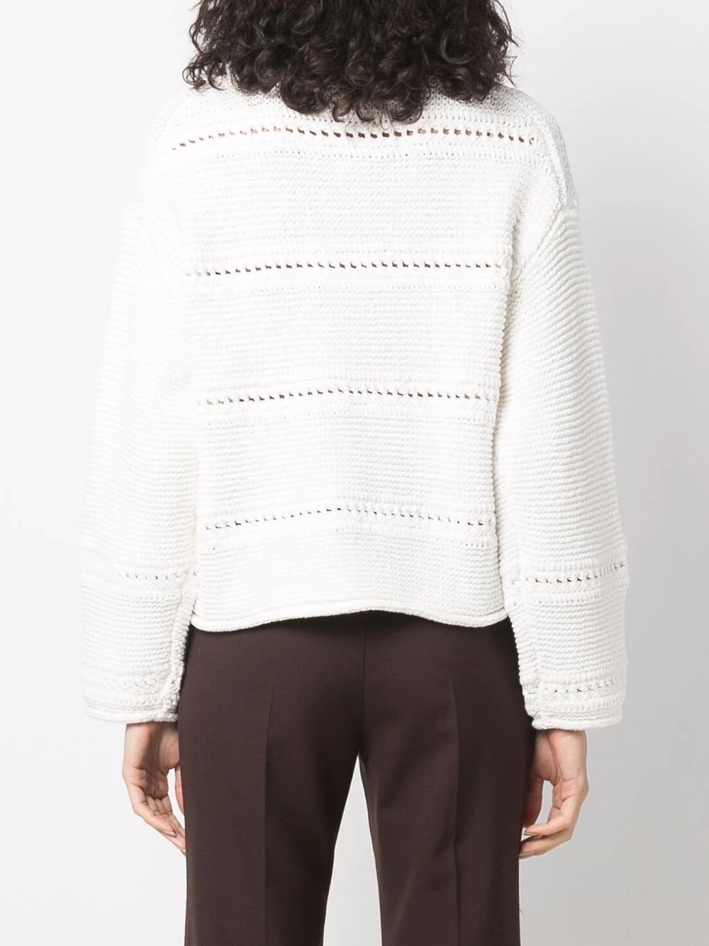 cropped open-knit jumper - 4