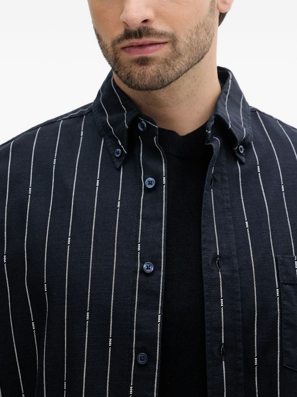 pinstripe logo shirt - 3